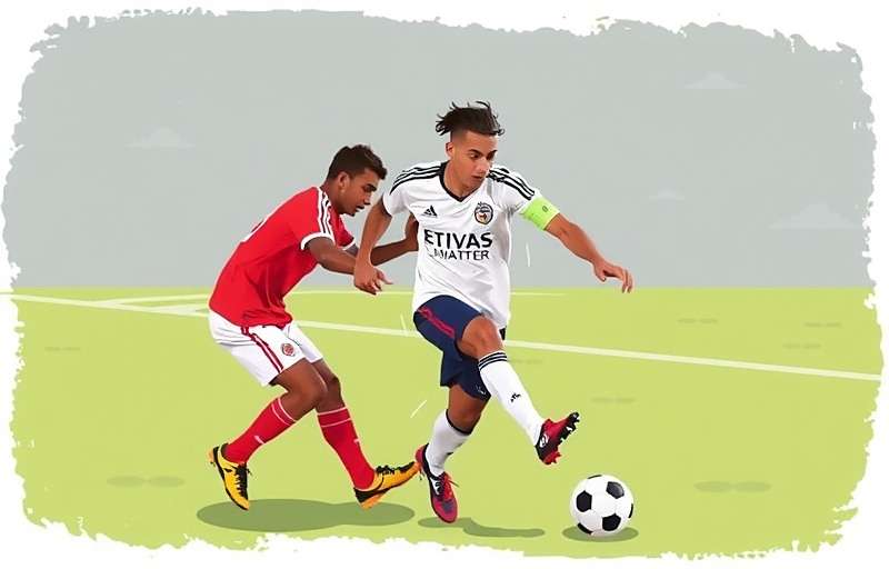 Desi Football Challenge strategy guide illustration showing a player performing a chakkar move to avoid defenders